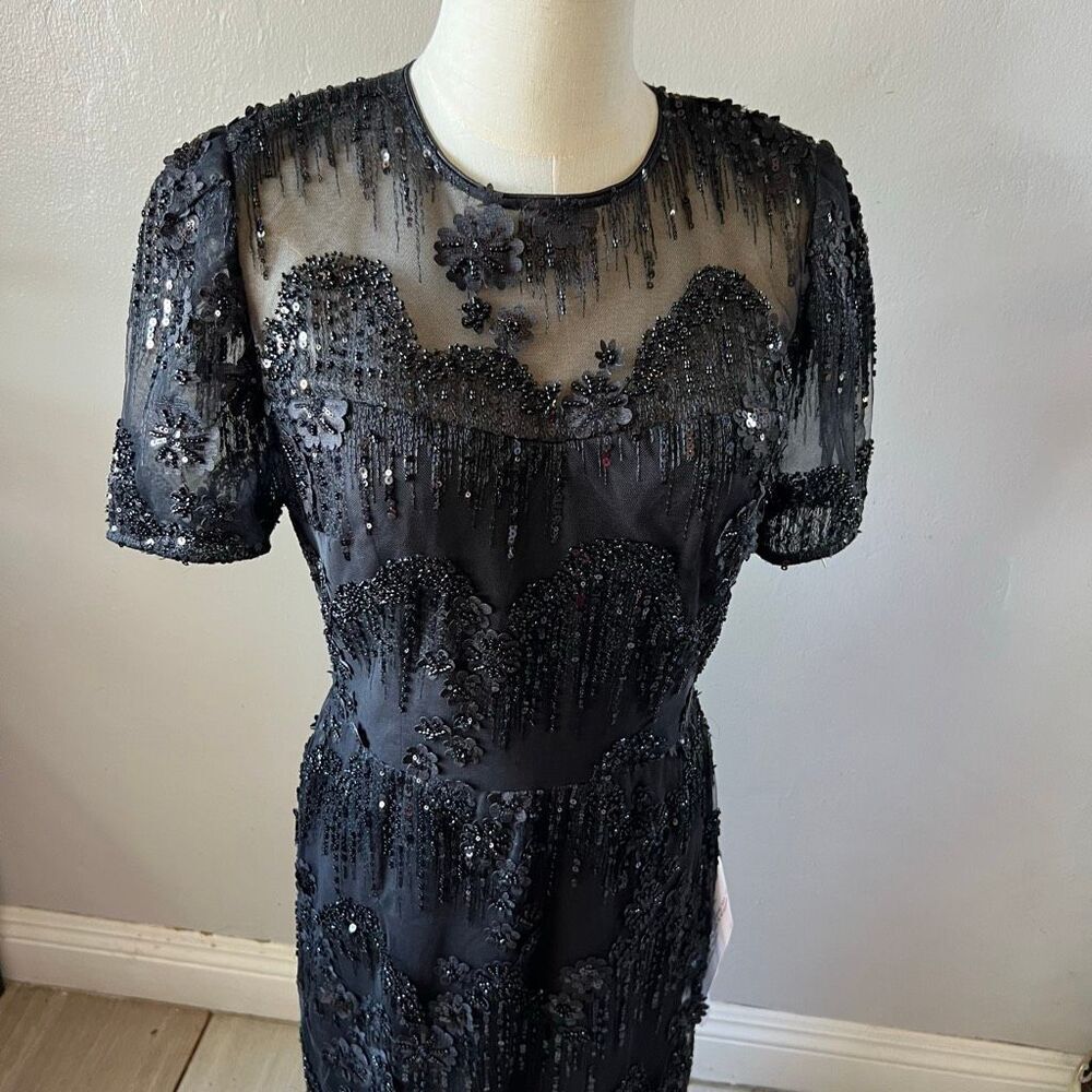 Dress the Population Lia midi cocktail dress features a sheer mesh overlay decor - Picture 7 of 16